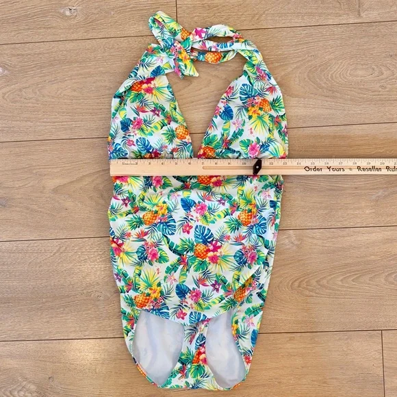 Firpearl One Piece Bathing Suit Halter Pin Up Retro Pineapple Palm Tropical 12 - Picture 11 of 11